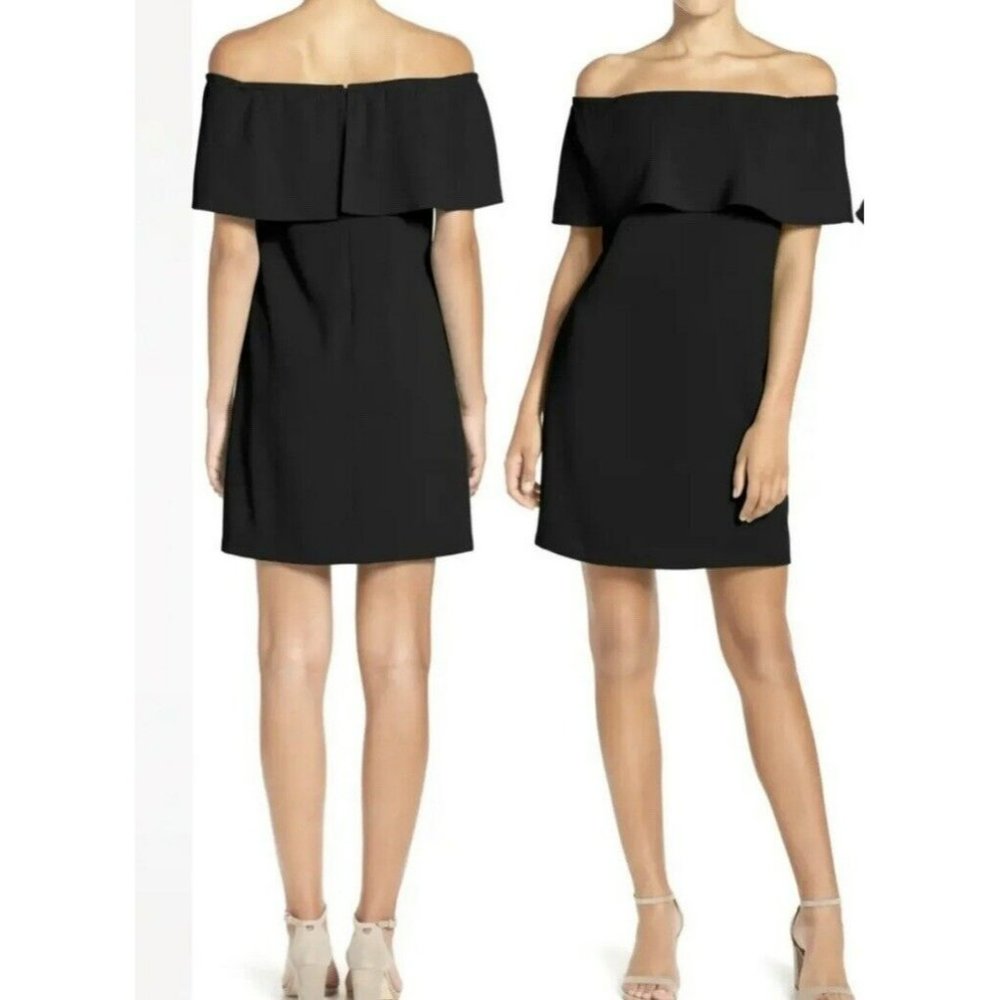 CHARLES HENRY NEW  Off-the-Shoulder Cocktail Dress in Black  sz S‎ Nwt